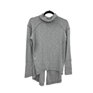 We the Free People Top Womens Small Long Sleeve Gray Split Back Turtleneck